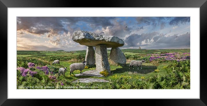 Lanyon Quoit Neolithic standing stones, Cornwall Framed Mounted Print by Paul E Williams
