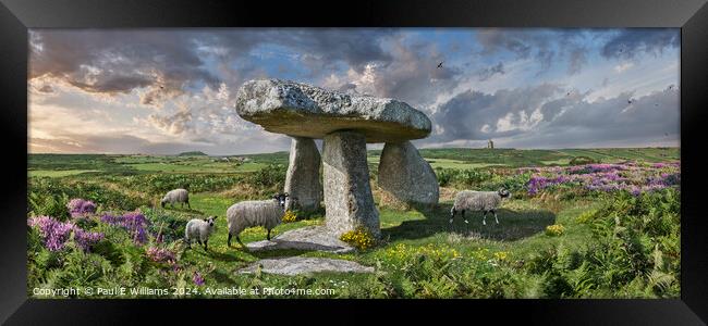 Lanyon Quoit Neolithic standing stones, Cornwall Framed Print by Paul E Williams