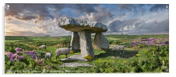 Lanyon Quoit Neolithic standing stones, Cornwall Acrylic by Paul E Williams