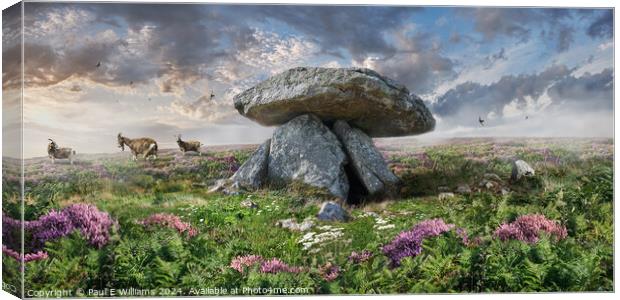 Chun or Chûn Neolithic burial dolmen quoit, Cornwall. Canvas Print by Paul E Williams