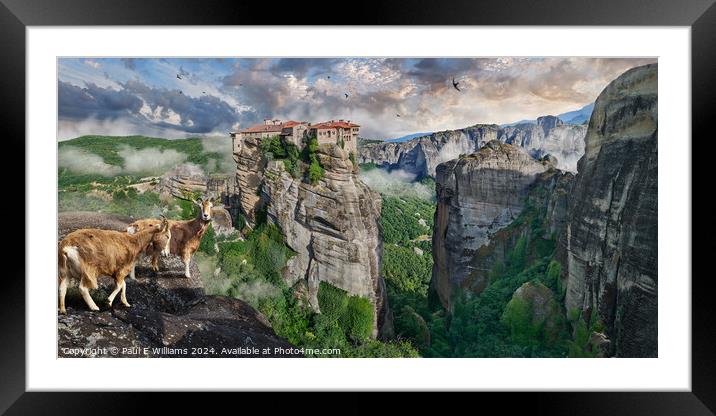 Spectacular Meteora Monastery of Varlaam, Greece Framed Mounted Print by Paul E Williams