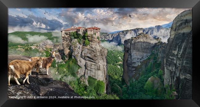 Spectacular Meteora Monastery of Varlaam, Greece Framed Print by Paul E Williams