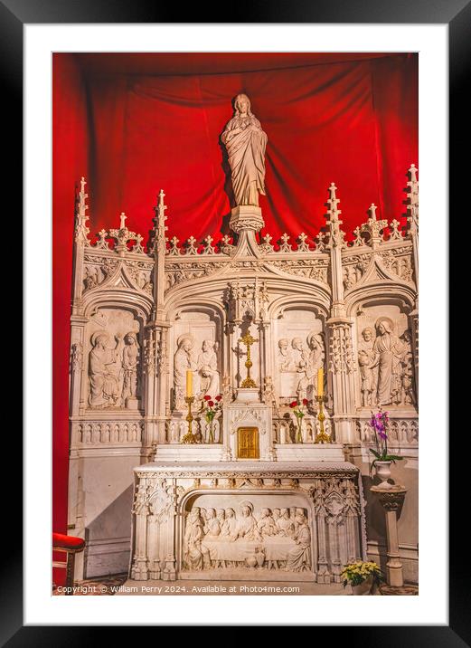 Mary Statue Chapel Altar Saint Nizier Church Lyon France Framed Mounted Print by William Perry