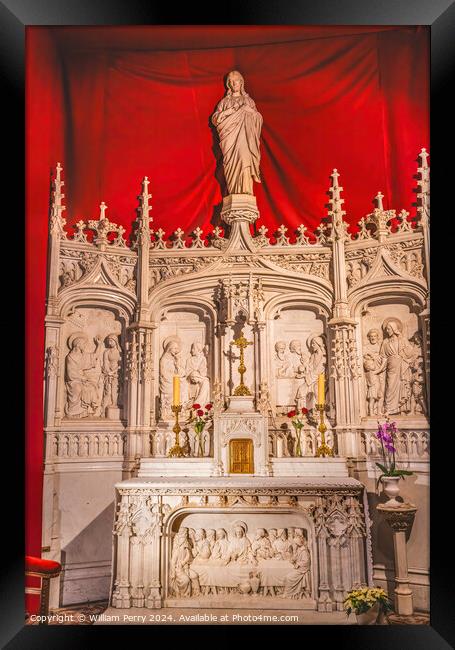 Mary Statue Chapel Altar Saint Nizier Church Lyon France Framed Print by William Perry