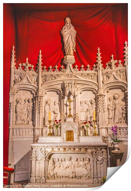 Mary Statue Chapel Altar Saint Nizier Church Lyon France Print by William Perry