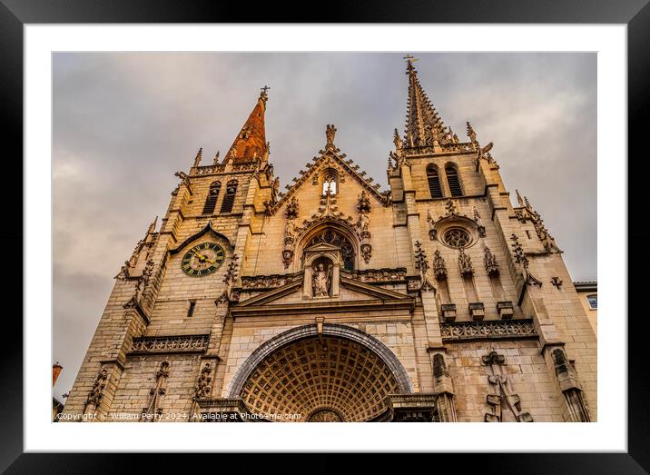 Facade Outside Steeples Saint Nizier Church Lyon France Framed Mounted Print by William Perry