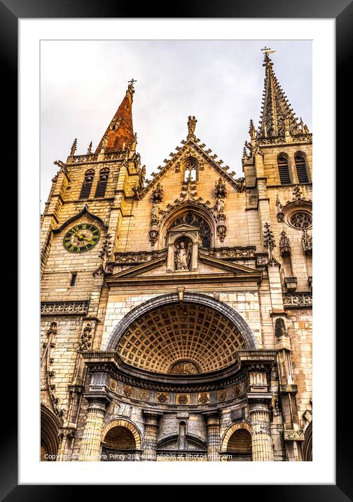 Facade Outside Steeples Saint Nizier Church Lyon France Framed Mounted Print by William Perry