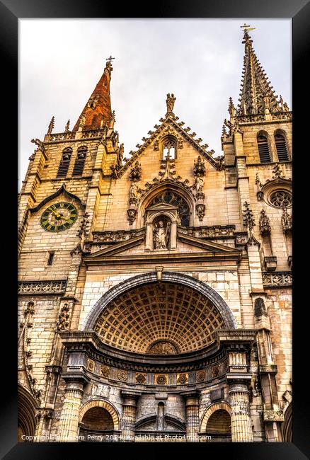 Facade Outside Steeples Saint Nizier Church Lyon France Framed Print by William Perry
