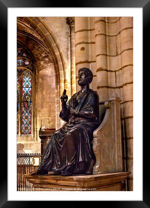 Saint Peter Statue Saint Nizier Church Lyon France Framed Mounted Print by William Perry