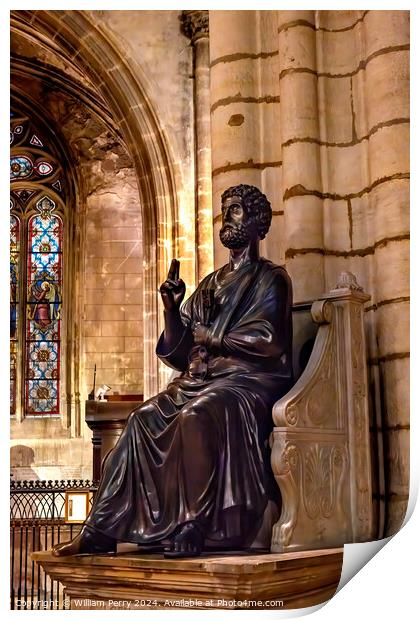 Saint Peter Statue Saint Nizier Church Lyon France Print by William Perry