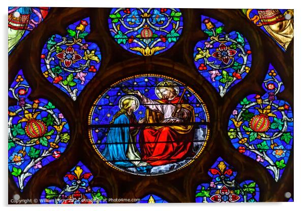 Mary Coronation Stained Glass Saint Nizier Church Lyon France Acrylic by William Perry