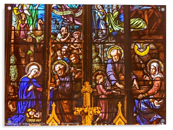 Nativity Stained Glass Saint Nizier Church Lyon France Acrylic by William Perry