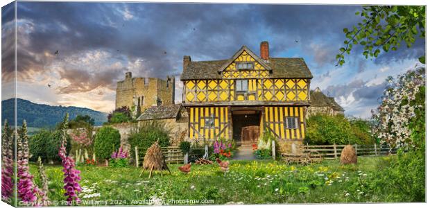 The half timbered gate house of Stokesay Castle, England Canvas Print by Paul E Williams