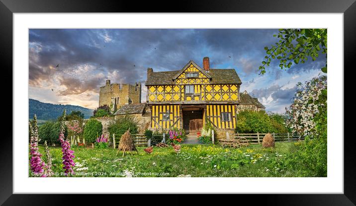 The half timbered gate house of Stokesay Castle, England Framed Mounted Print by Paul E Williams
