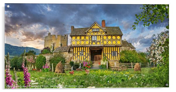 The half timbered gate house of Stokesay Castle, England Acrylic by Paul E Williams