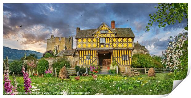 The half timbered gate house of Stokesay Castle, England Print by Paul E Williams