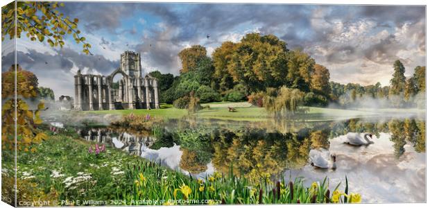 The Gothic ruins of Fountains Abbey England Canvas Print by Paul E Williams