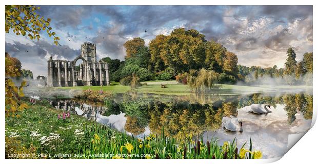 The Gothic ruins of Fountains Abbey England Print by Paul E Williams