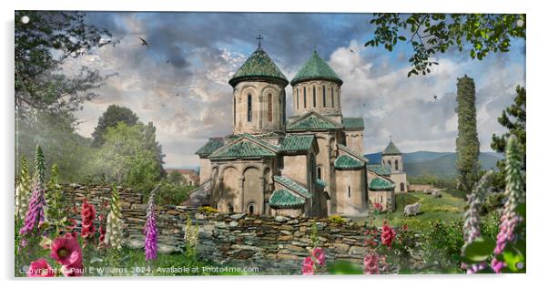 Georgian Orthodox Gelati cathedral, Republic of Ge Acrylic by Paul E Williams