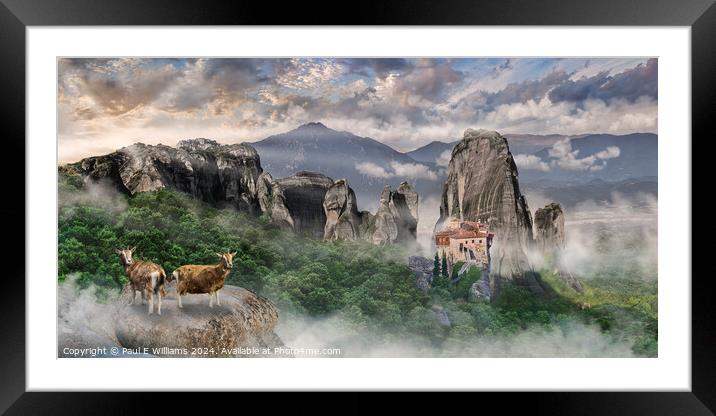Meteora Monastery of Rossanou Greece Framed Mounted Print by Paul E Williams