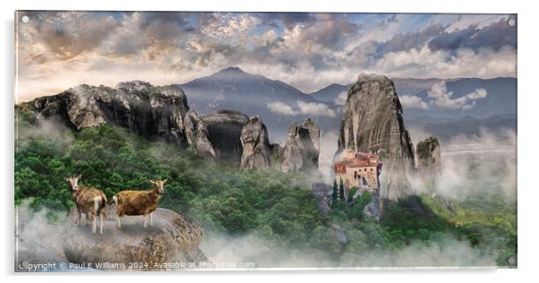 Meteora Monastery of Rossanou Greece Acrylic by Paul E Williams