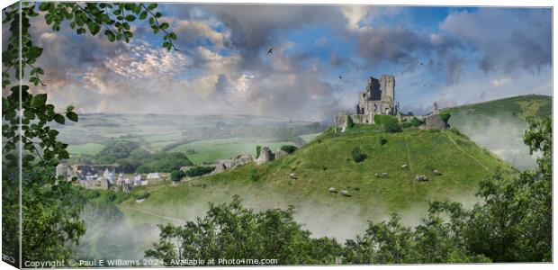 The Medieval Corfe castle, Dorset England Canvas Print by Paul E Williams