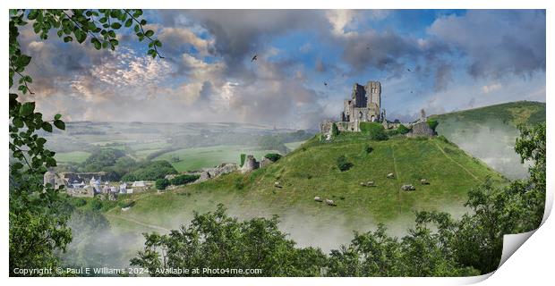 The Medieval Corfe castle, Dorset England Print by Paul E Williams