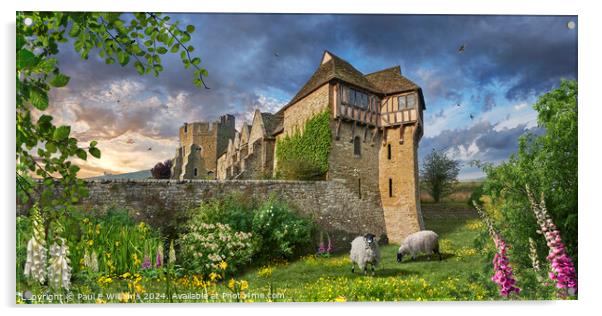 The half timbered Stokesay Castle, England Acrylic by Paul E Williams