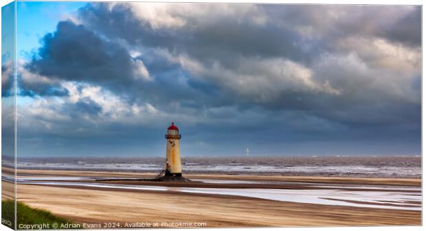 Point of Ayr Lighthouse Wales UK Canvas Print by Adrian Evans