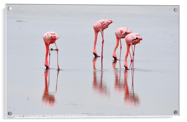 Flamingos in Walvis Bay. Acrylic by Kristine Sipola