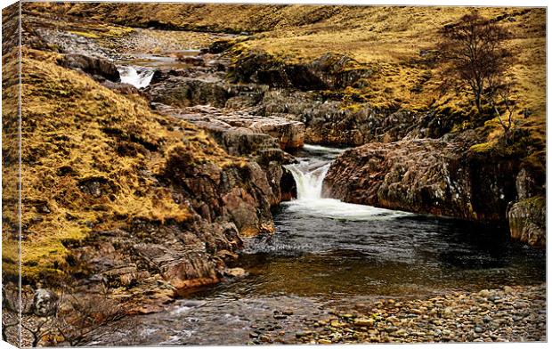Glen Etive Waterfall, Scotland Canvas Print by Jacqi Elmslie