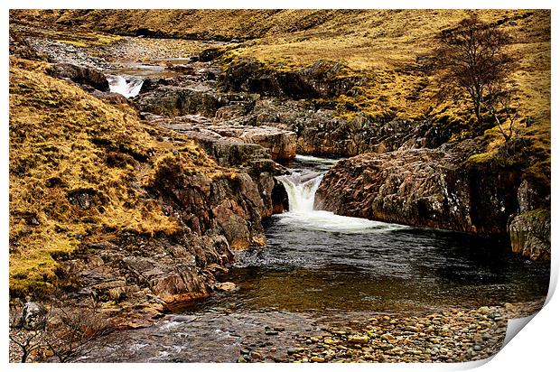 Glen Etive Waterfall, Scotland Print by Jacqi Elmslie