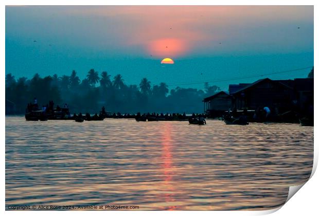 Sunrise Over Lok Baintan, Indonesia Print by Alice Rose Lenton