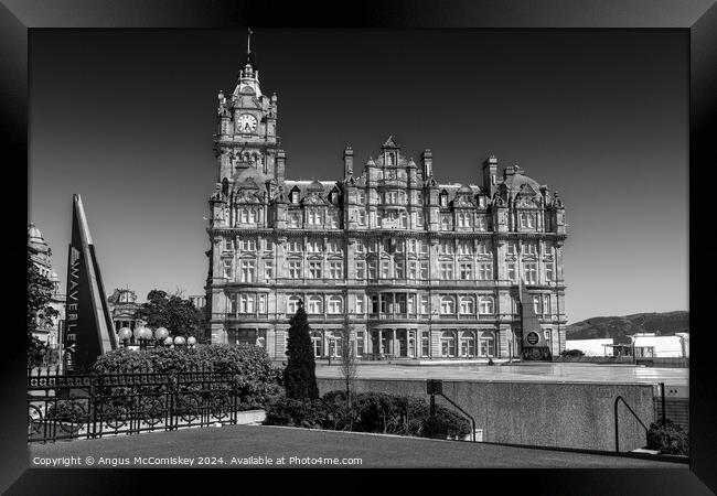 Balmoral Hotel in Edinburgh mono Framed Print by Angus McComiskey