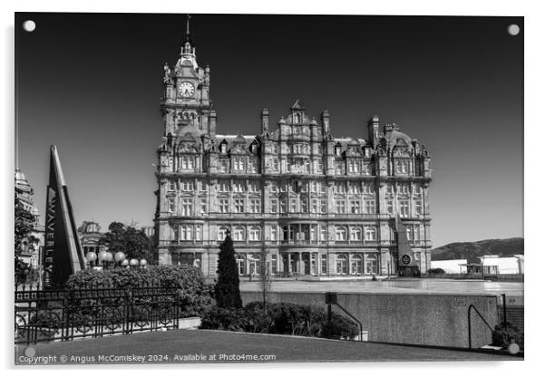 Balmoral Hotel in Edinburgh mono Acrylic by Angus McComiskey