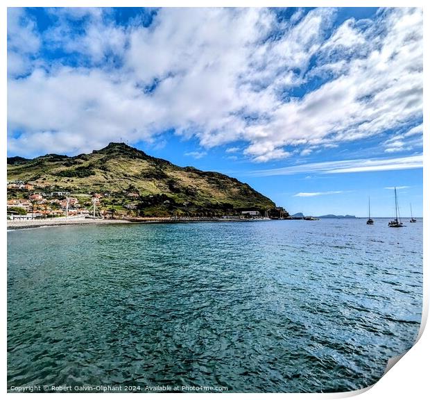 Clouds over Machico bay, Madeira Print by Robert Galvin-Oliphant