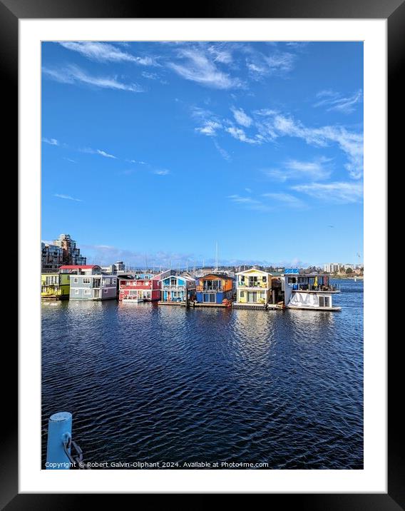 Colourful houseboats in harbour  Framed Mounted Print by Robert Galvin-Oliphant