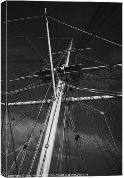 Tall Ship Rigging Canvas Print by Stephen Young