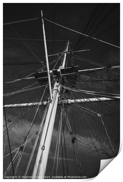 Tall Ship Rigging Print by Stephen Young