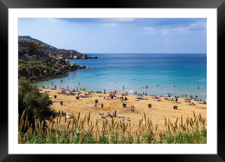 Golden Bay And Beach On Malta Island Framed Mounted Print by Artur Bogacki