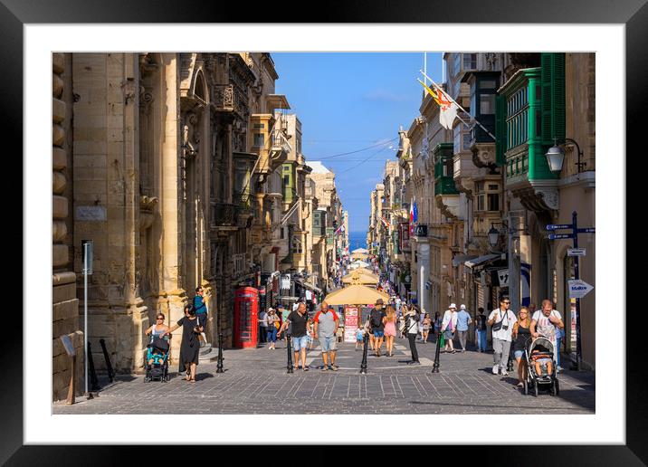 Merchants Street In Valletta City, Malta Framed Mounted Print by Artur Bogacki
