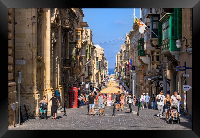 Merchants Street In Valletta City, Malta Framed Print by Artur Bogacki