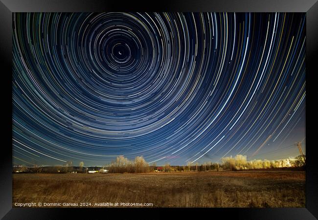 Star Trails Over Field Framed Print by Dominic Gareau