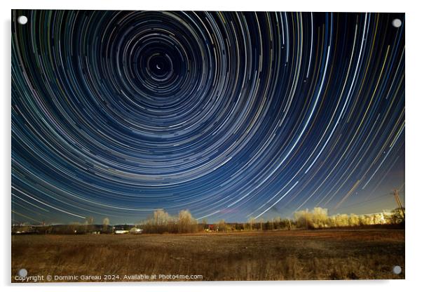 Star Trails Over Field Acrylic by Dominic Gareau