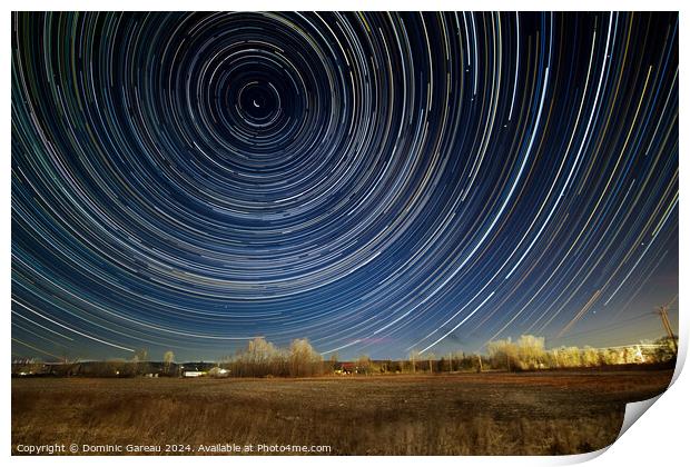 Star Trails Over Field Print by Dominic Gareau