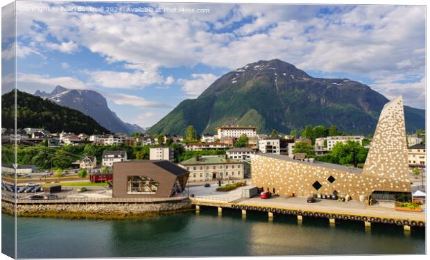 Andalsnes Town and Harbour in Norway Canvas Print by Pearl Bucknall