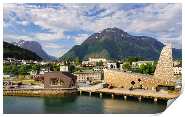 Andalsnes Town and Harbour in Norway Print by Pearl Bucknall