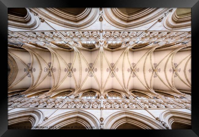 Gothic ceiling of Beverley Minster, East Riding of Yorkshire Framed Print by Martin Williams