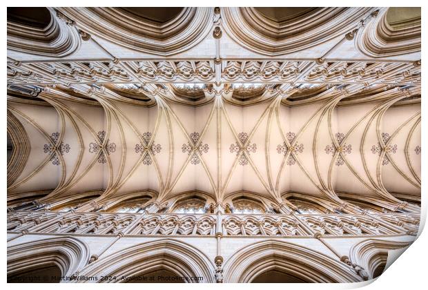 Gothic ceiling of Beverley Minster, East Riding of Yorkshire Print by Martin Williams