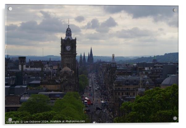 Edinburgh Skyline from Calton Hill 3 Acrylic by Lee Osborne